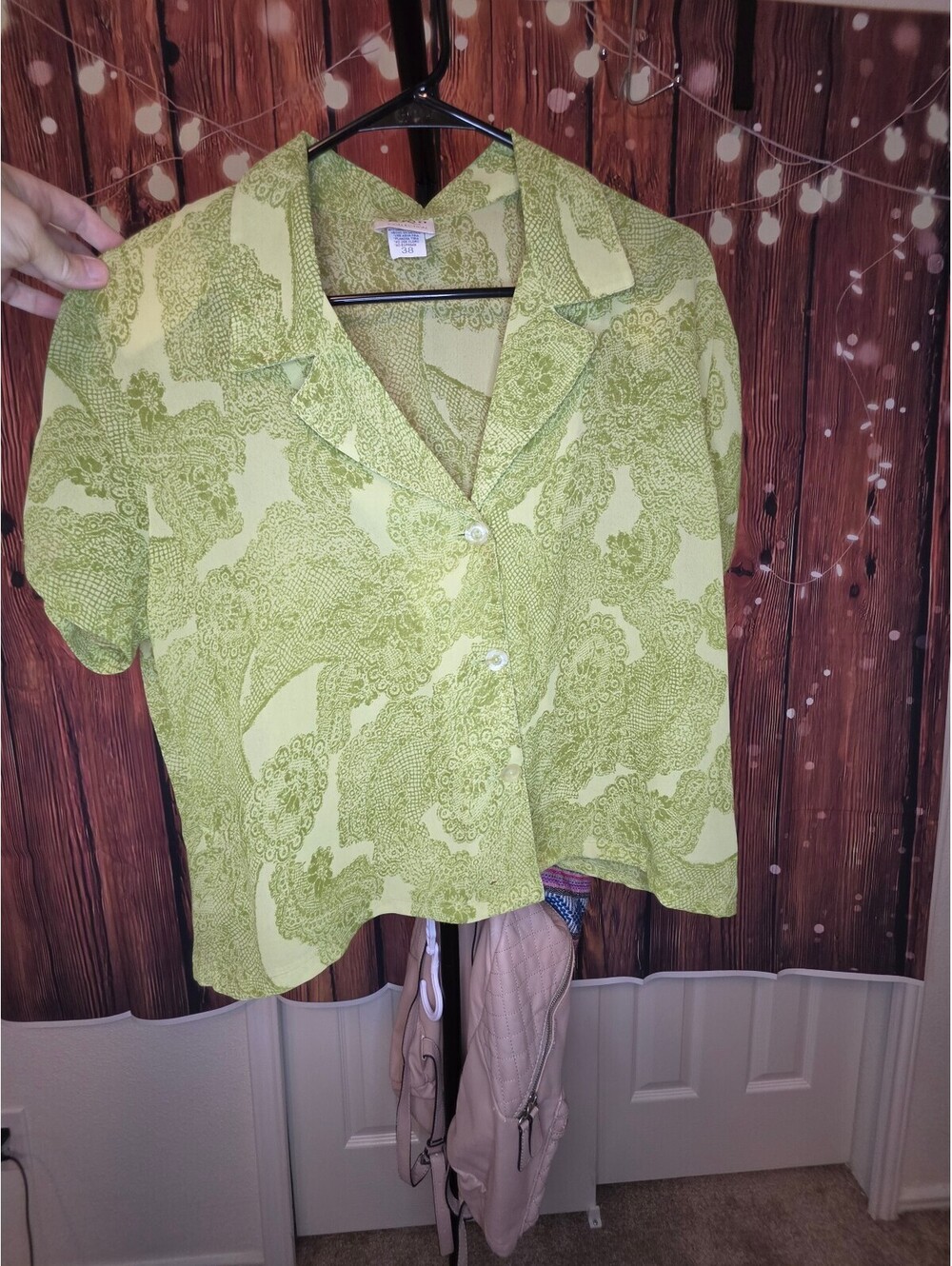 Kimo Collection Green Patterned Short Sleeve Blouse Size 38